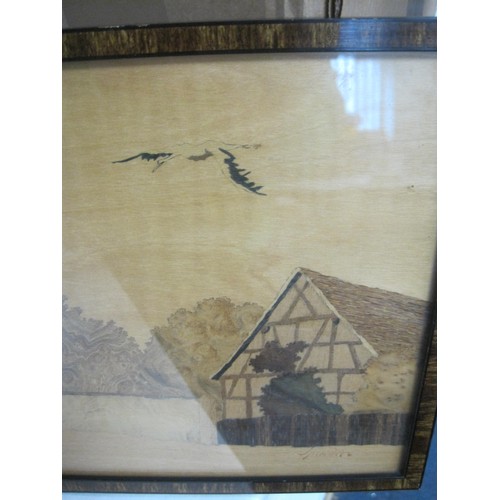 74 - A Charles Spindler marquetry panel Roppenheim 2078. Framed and glazed, overall 20.5cm x 32.5cm. Will... 