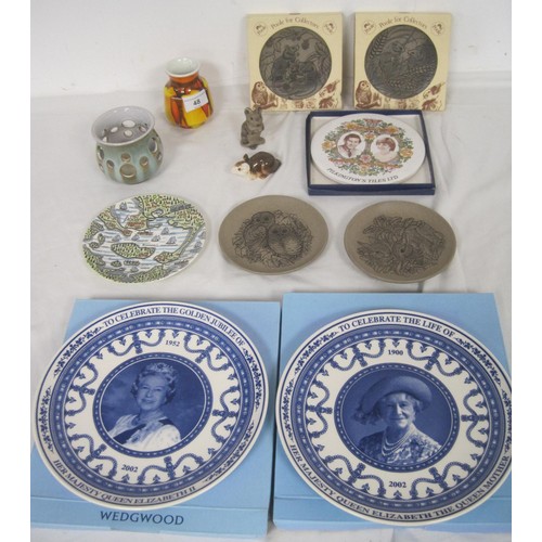 48 - Selection of Poole Pottery items, some boxed, including animal figures and boxed Wedgewood Royal Pla... 