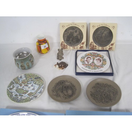 48 - Selection of Poole Pottery items, some boxed, including animal figures and boxed Wedgewood Royal Pla... 