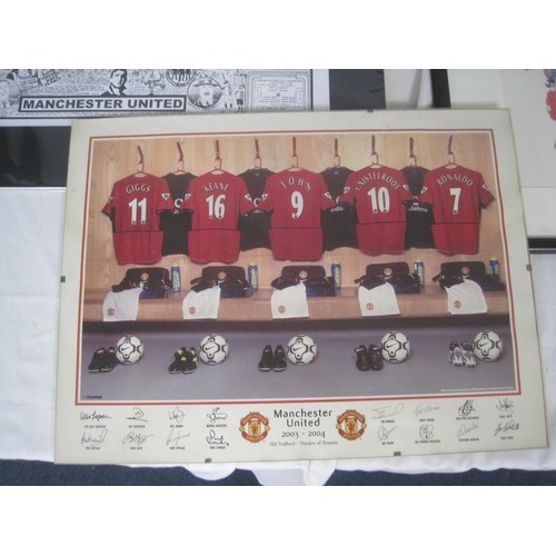 84 - An assortment of framed and glazed Manchester United pictures, cartoons and caricatures, large - app... 