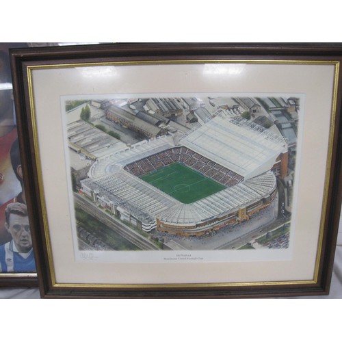 84 - An assortment of framed and glazed Manchester United pictures, cartoons and caricatures, large - app... 