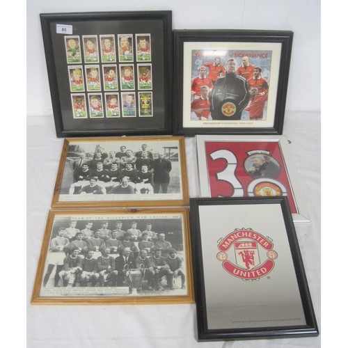 85 - An assortment of smaller framed and glazed images relating to Manchester United