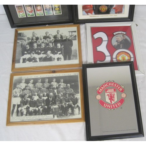 85 - An assortment of smaller framed and glazed images relating to Manchester United