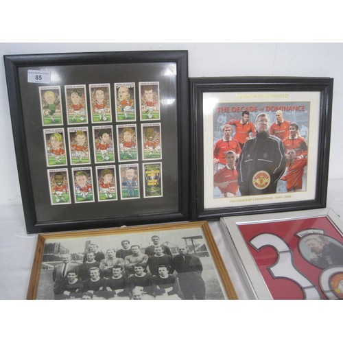 85 - An assortment of smaller framed and glazed images relating to Manchester United