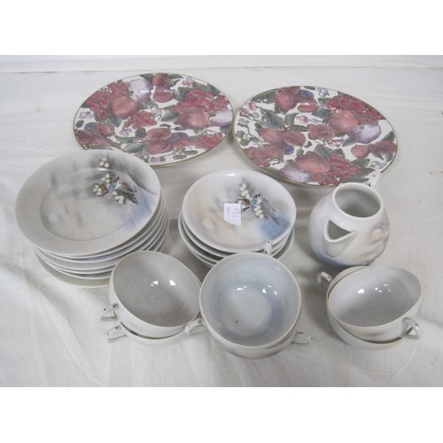 302 - A Noritake fine bone china coffee set together with two toro decorative plates