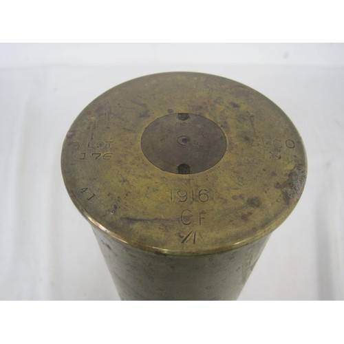 67 - A brass 1916-dated 18 pounder shell case