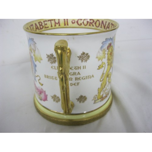 130 - A Paragon Queen Elizabeth II Coronation Loving Cup with tag, in good order