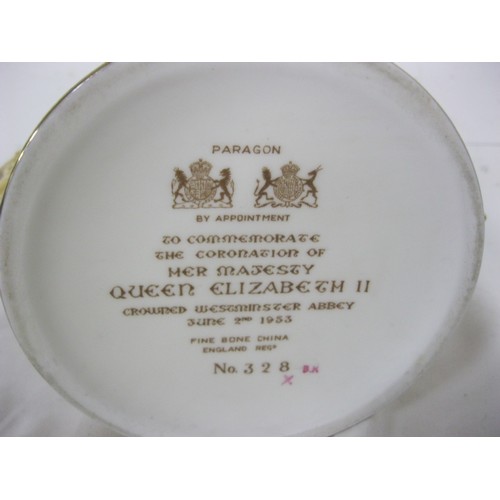 130 - A Paragon Queen Elizabeth II Coronation Loving Cup with tag, in good order