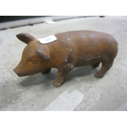 129 - Heavy cast iron vintage pig figure approx. 8x4in