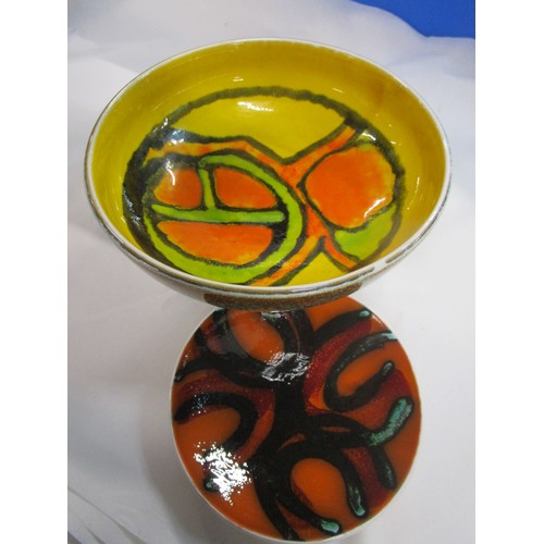 89A - Two items of Poole pottery and shape 39 bowl painted by carol Cutler in her unmistakable design havi... 