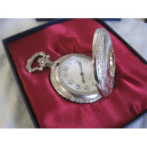 19 - Three pocket watches. (1) Sekonda 18 jewels pocket watch with steam locomotive embossed to back, win... 