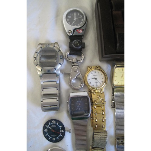 18 - A tub of gents quartz wristwatches (a/f all require new batteries at least, some are disassembled an... 