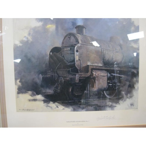 33 - After David Shepherd - Guildford Steam Shed, three signed and numbered limited edition prints, Nos 1... 