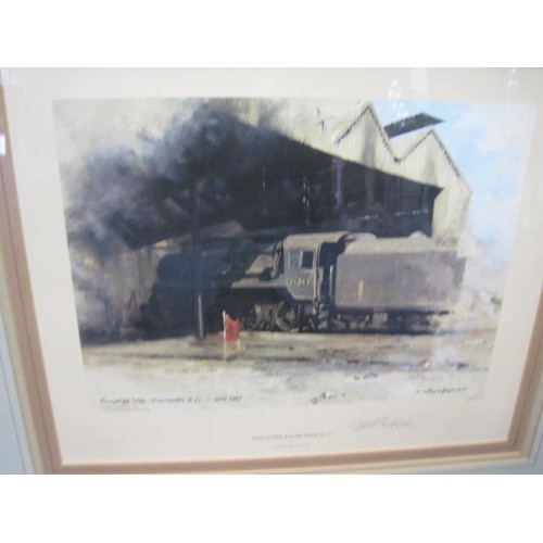 33 - After David Shepherd - Guildford Steam Shed, three signed and numbered limited edition prints, Nos 1... 