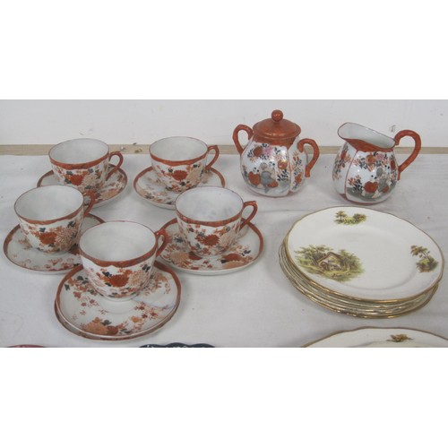 17 - A Japanese porcelain part tea set (no tea pot), a few other saucers from another set, and ten Alfred... 