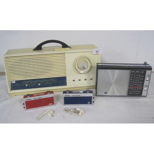 23 - Four vintage radios. (1) Bush receiver type TR 91.  (2) Philco Ford solid state. (3) Wien two band p... 