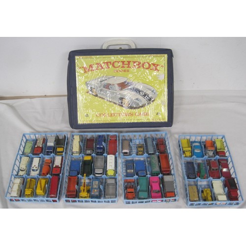 47 - A matchbox carry case number 4 1966 vintage complete with  a full selection of mostly Lesney vehicle... 