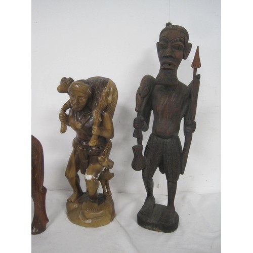 40 - Job lot of wooden carved ethnic figures