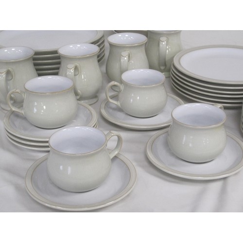 68 - Denby oatmeal dinner and tea ware - six dinner plates, six tea plates, six side plates, five breakfa... 