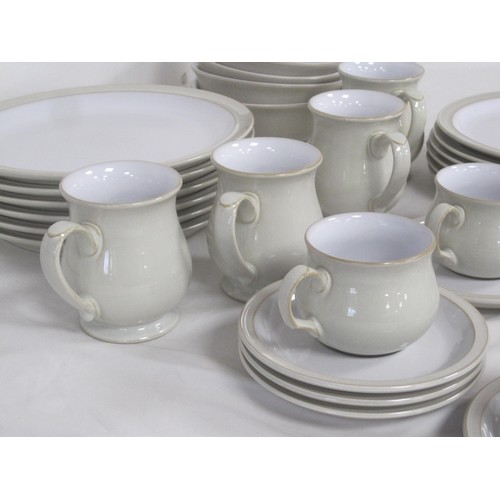 68 - Denby oatmeal dinner and tea ware - six dinner plates, six tea plates, six side plates, five breakfa... 