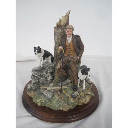 73 - Border Fine Arts limited edition figure of Shepherd and sheepdogs 'Flash and Lightning', with certif... 