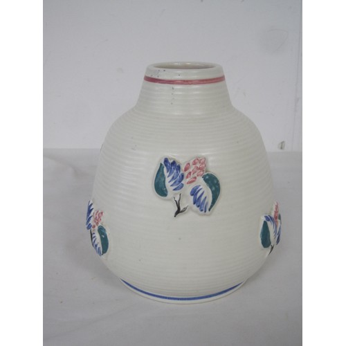 112 - Poole Pottery vase with flowers moulded in relief, shape 677, height 18cm