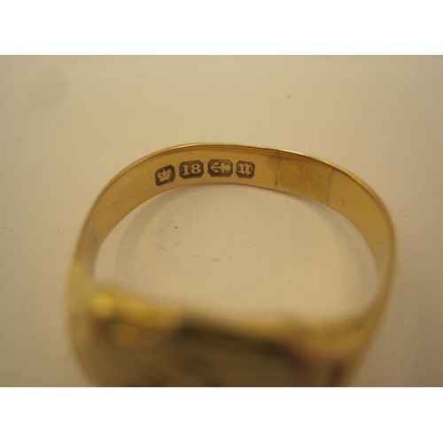 7 - An 18 carat gold Masonic ring 7.79g, ring size S, hallmarked for Birmingham 1887