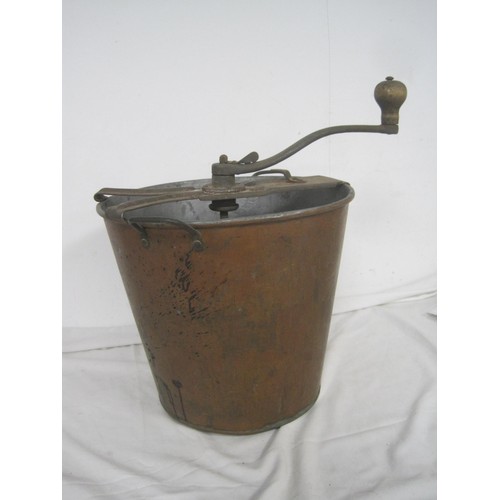 115 - An antique No. 8 Three Minute Bread Maker dough mixer, copper pail, zinc lid. A/f, some corrosion bu... 