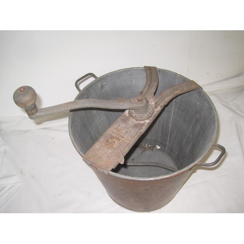 115 - An antique No. 8 Three Minute Bread Maker dough mixer, copper pail, zinc lid. A/f, some corrosion bu... 