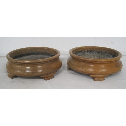 134 - A pair of Chinese style turned wood bowls (diameter 20cm, probably for plant plots), and a Chinese o... 