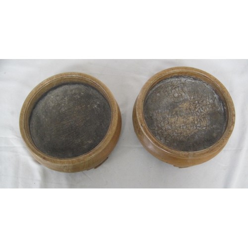 134 - A pair of Chinese style turned wood bowls (diameter 20cm, probably for plant plots), and a Chinese o... 