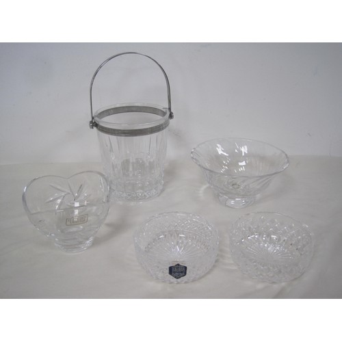 143 - A Cristal D'Arques ice bucket, a Dartington crystal footed bowl (diameter 14.5cm), a small Violetta ... 