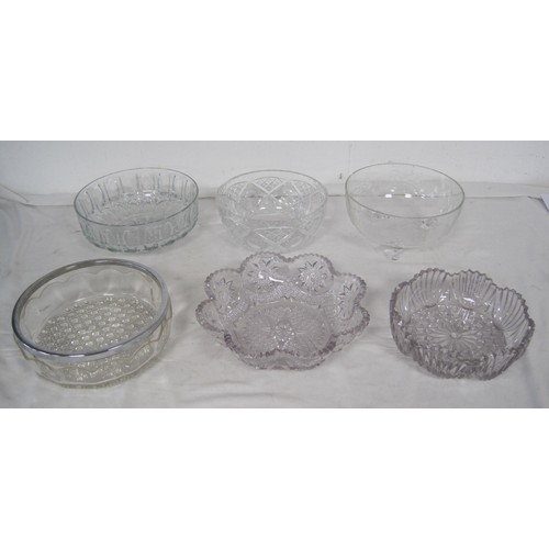 144 - Six moulded and cut glass fruit bowls, including one Edinburgh Crystal example, and one etched with ... 