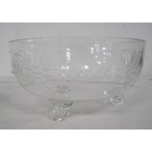 144 - Six moulded and cut glass fruit bowls, including one Edinburgh Crystal example, and one etched with ... 