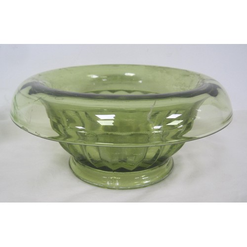 149 - Two green glass bowls, and two clear moulded glass fruit bowls