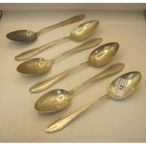 12 - A half dozen 800 silver dessert spoons in good order, continental hallmarks to reverse, total approx... 