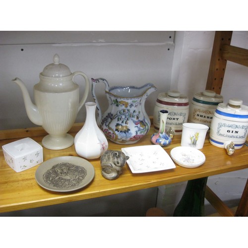 57 - An assortment of interesting ceramics including Poole, Wedgwood (including an Etruria teapot), Old T... 