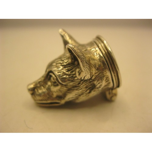 103 - A .925 marked silver pill box in the form of a wolf's head, approx weight 37g