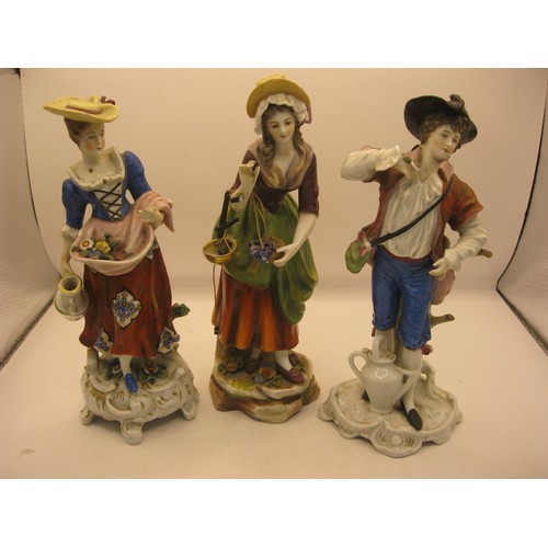 105 - Three porcelain figures of street vendors, slight a/f