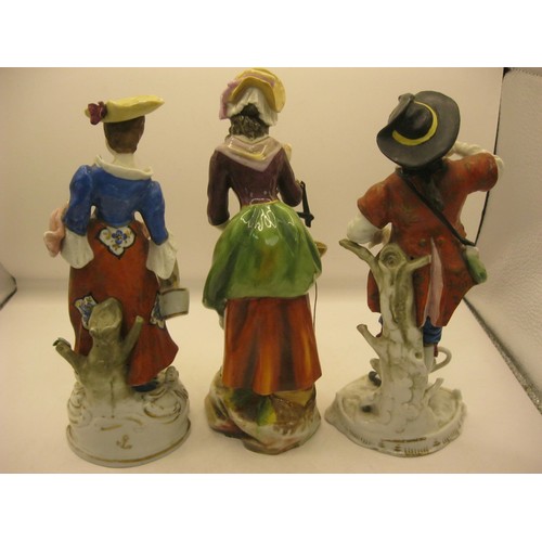 105 - Three porcelain figures of street vendors, slight a/f