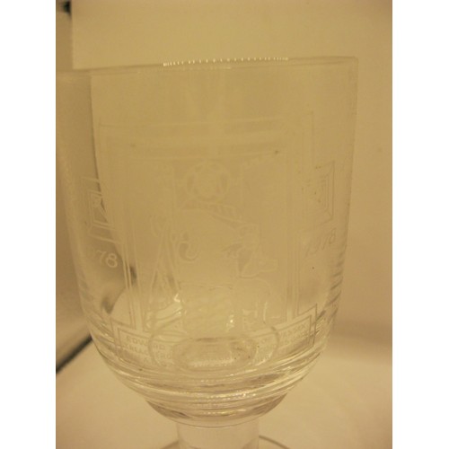 49 - Dorset & Corfe Castle Interest - 3 limited edition etched crystal glass goblets by H G Bowcott compr... 