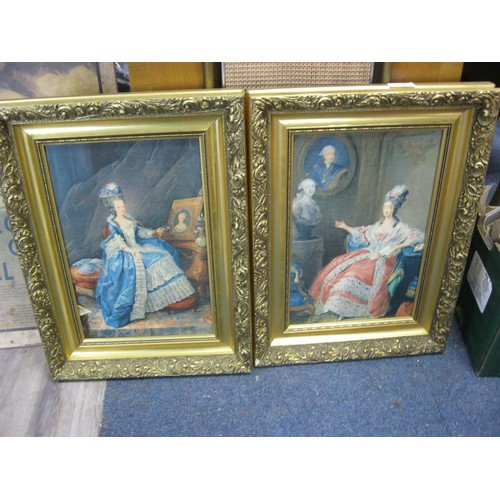 126 - A pair of portraits in gilded frames: portraits are prints, not oils, but very decorative.