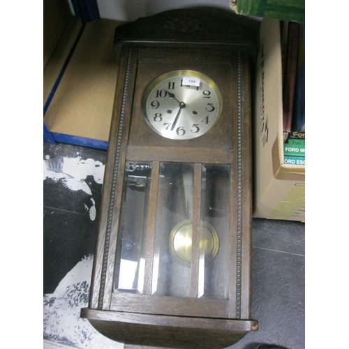 188 - Dark Wood Cased Pendulum Clock With Key.