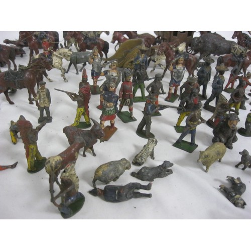 55 - 510 Britains, J. Hill & Co, Johillco Toy, etc, metal figures, mainly Cowboys, Indians and Romans, in... 