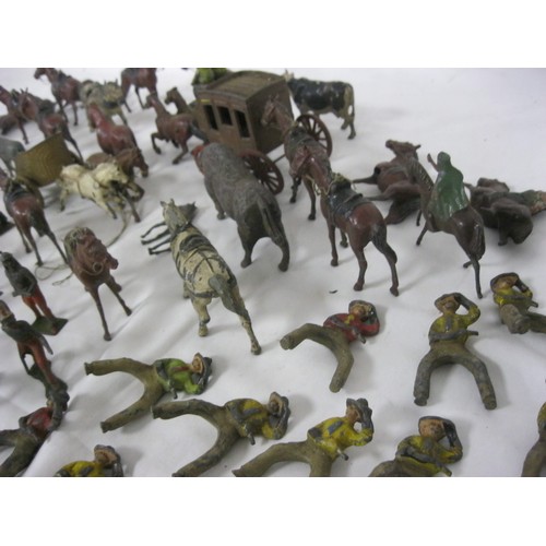 55 - 510 Britains, J. Hill & Co, Johillco Toy, etc, metal figures, mainly Cowboys, Indians and Romans, in... 