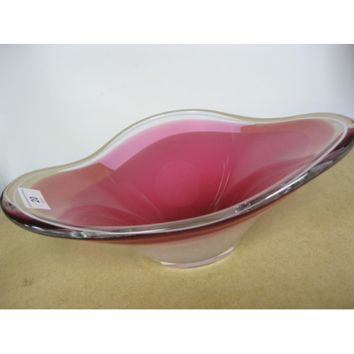 20 - A Flygsfors Coquille art glass bowl, graduated ruby and milk colouration, signed and numbered to the... 