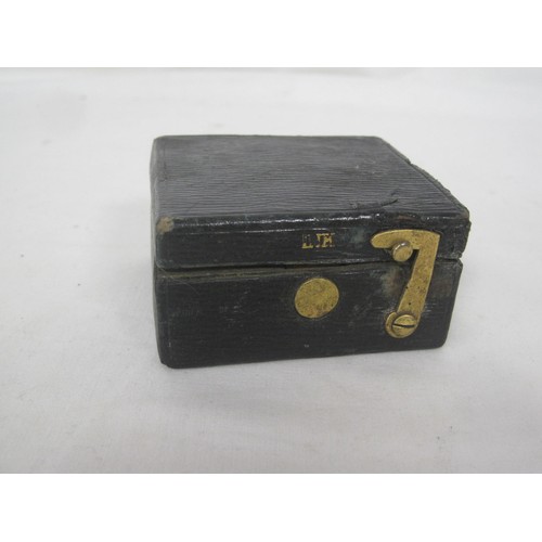 97 - An antique travel inkwell with bottle, marked Clark 20 Old Bond Street, a gold-plated propelling fob... 