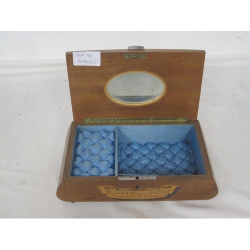 98 - An inlaid musical jewellery box (a/f, missing feet and movement not working) together with an assort... 