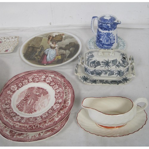 109 - A selection of flatware to include Old foley,Tonquin design, Blue and white platters a small lidded ... 