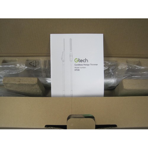 127 - A Gtech HT20 cordless hedge trimmer with instructions and original packaging